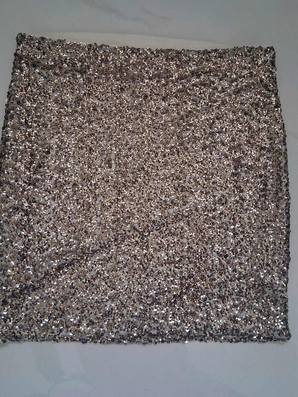 Decree Dark Gold Sequin Mini Skirt